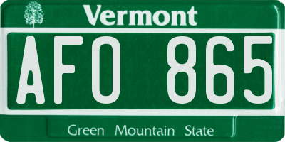 VT license plate AFO865
