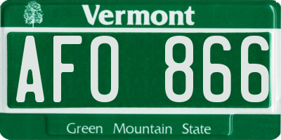 VT license plate AFO866