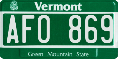 VT license plate AFO869