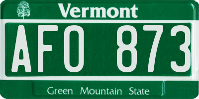 VT license plate AFO873