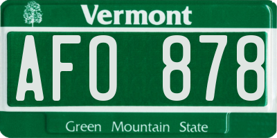 VT license plate AFO878