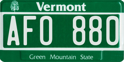 VT license plate AFO880