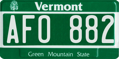 VT license plate AFO882