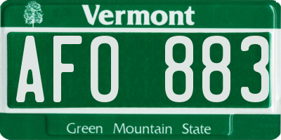 VT license plate AFO883