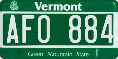 VT license plate AFO884