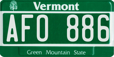 VT license plate AFO886