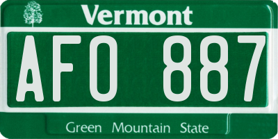 VT license plate AFO887