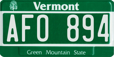 VT license plate AFO894