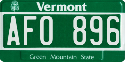 VT license plate AFO896
