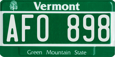 VT license plate AFO898