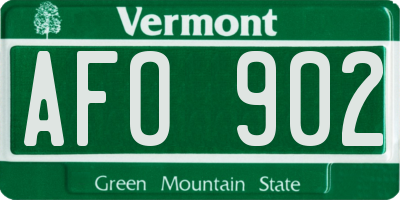 VT license plate AFO902