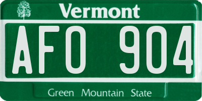 VT license plate AFO904