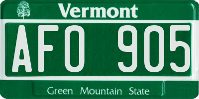 VT license plate AFO905