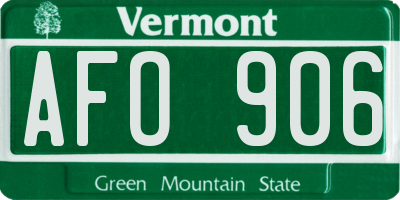 VT license plate AFO906