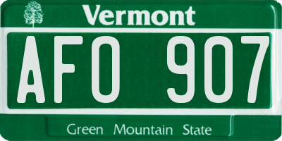 VT license plate AFO907