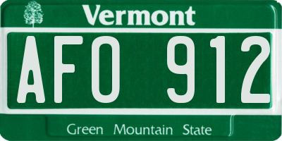 VT license plate AFO912
