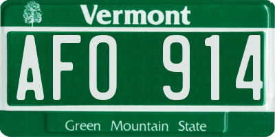 VT license plate AFO914