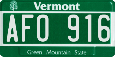 VT license plate AFO916