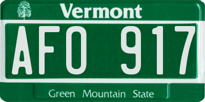 VT license plate AFO917