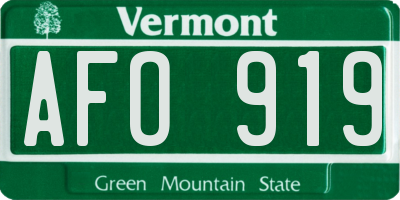 VT license plate AFO919