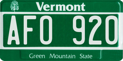 VT license plate AFO920