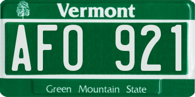 VT license plate AFO921