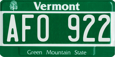 VT license plate AFO922