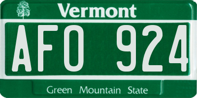 VT license plate AFO924