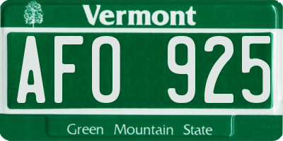VT license plate AFO925