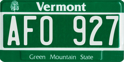 VT license plate AFO927