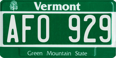 VT license plate AFO929