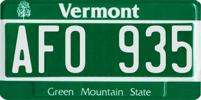 VT license plate AFO935