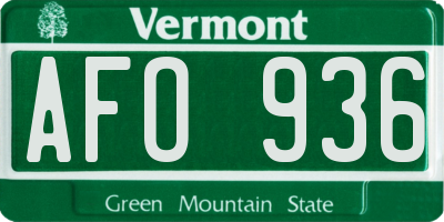 VT license plate AFO936