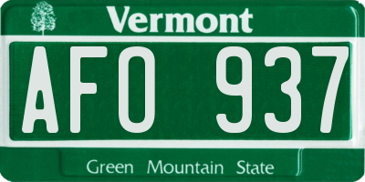VT license plate AFO937