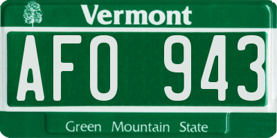 VT license plate AFO943