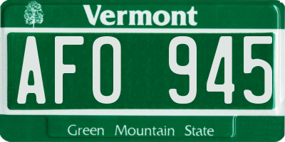 VT license plate AFO945