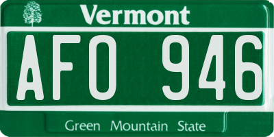 VT license plate AFO946