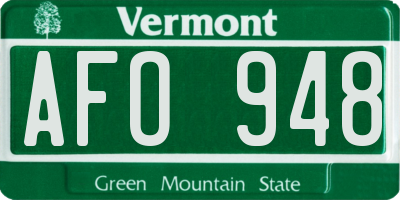 VT license plate AFO948