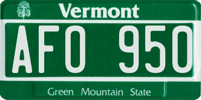 VT license plate AFO950