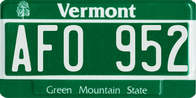 VT license plate AFO952
