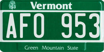 VT license plate AFO953