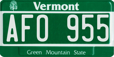 VT license plate AFO955