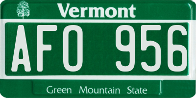 VT license plate AFO956