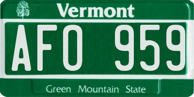 VT license plate AFO959