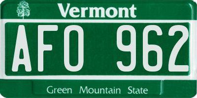 VT license plate AFO962