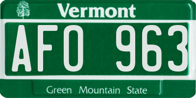 VT license plate AFO963