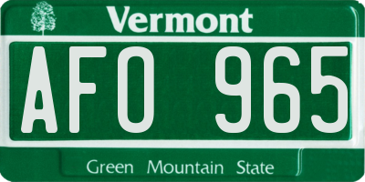 VT license plate AFO965