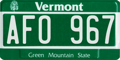 VT license plate AFO967