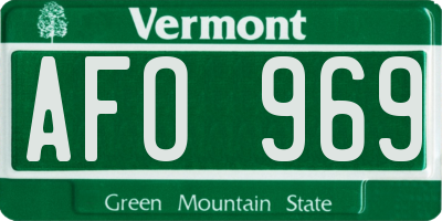 VT license plate AFO969