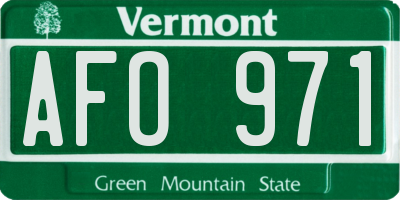 VT license plate AFO971